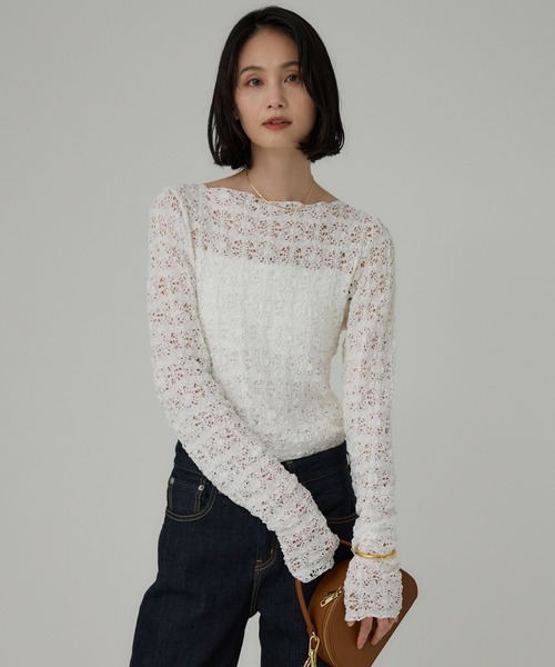 週末限定◇BABYLONEバビロン◇新品タグ付き◇ ストレッチレースプルオーバー BABYLONE（バビロン） tシャツ ストレッチレースプルオーバー
