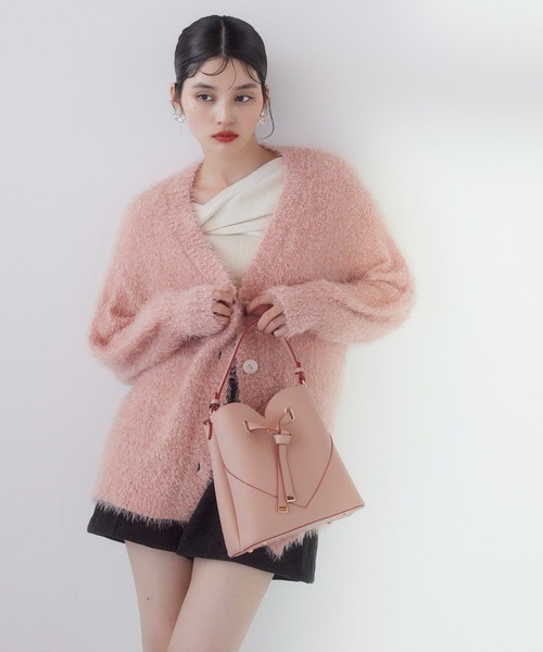 VIS（ビス） カーディガン ポップコーンヤーンラメフェザーニット