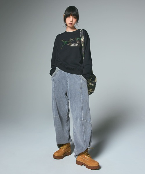 X-girl（エックスガール） トレーナー スウェット RHINESTONE CAMO