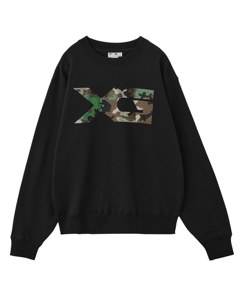 X-girl（エックスガール） トレーナー スウェット RHINESTONE CAMO