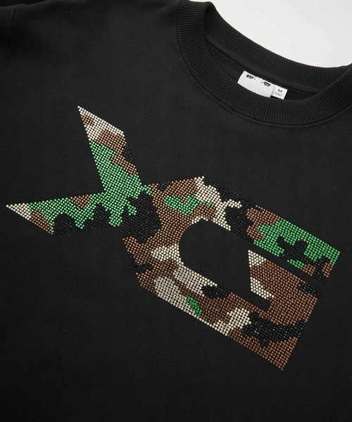 X-girl（エックスガール） トレーナー スウェット RHINESTONE CAMO