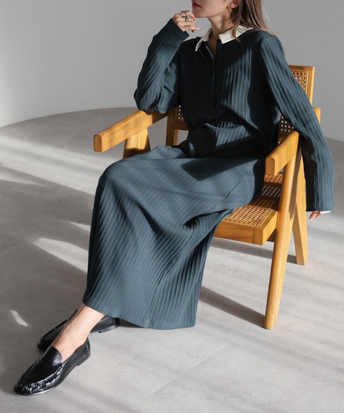 Bonjour Sagan（ボンジュールサガン） ワンピース ポロ襟リブ