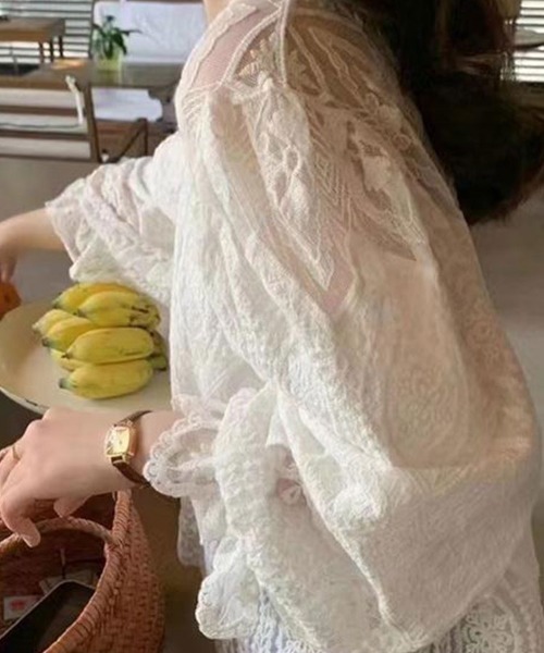 「SallyLunn」 7分袖ブラウス LARGE ホワイト レディース_画像2