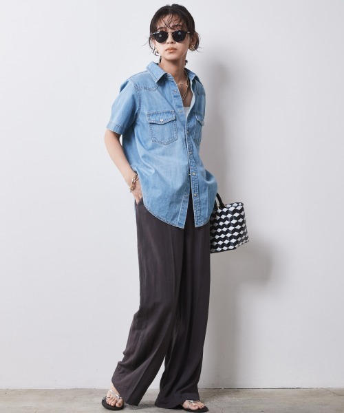 「CHIC STYLE」 イージーパンツ 5L グリーン レディース_画像8