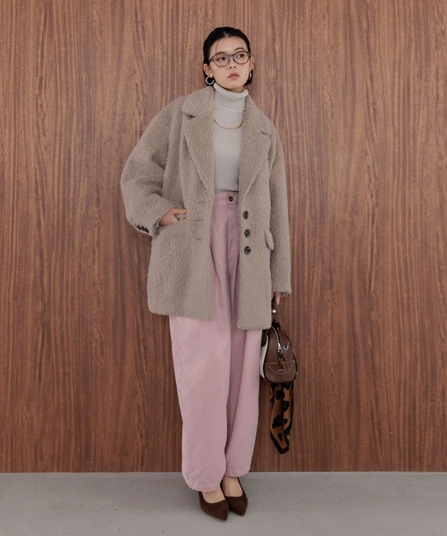 ベイフロー　シャギージャコット　WEB限定　ブラウン　М　シャギージャケット BAYFLOW（ベイフロー） ジャケット テーラードジャケット シャギー