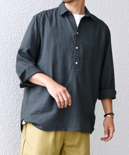 「SHIPS any」 長袖シャツ X-LARGE ダークグレー メンズ_画像4