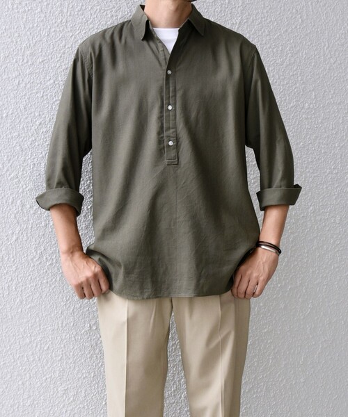 「SHIPS any」 長袖シャツ X-LARGE ダークグレー メンズ_画像8