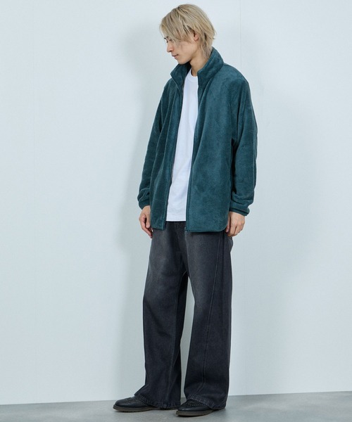 NAVY ブルゾン アウター シャギーフリースジップジャケット メンズ