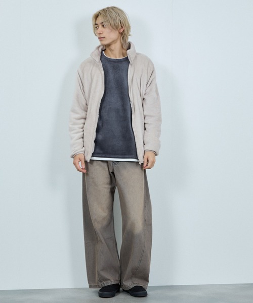 NAVY ブルゾン アウター シャギーフリースジップジャケット メンズ