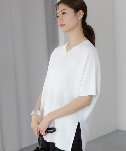 「Elura」 半袖ニット MEDIUM カーキ レディース_画像5