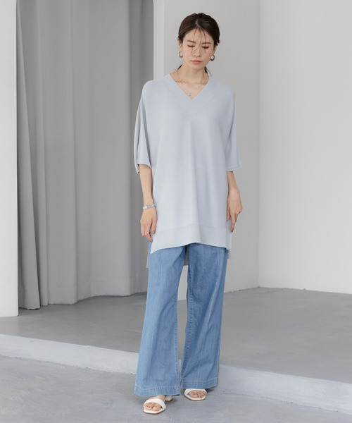 「Elura」 半袖ニット MEDIUM カーキ レディース_画像7