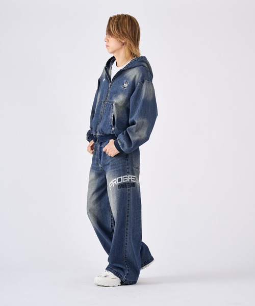 RE730 ブルゾン アウター 古着風ビンテージデニムパーカー メンズ