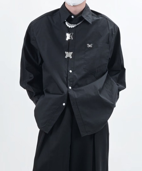 「JOHNNY WOLF」 長袖シャツ M ホワイト メンズ_画像2