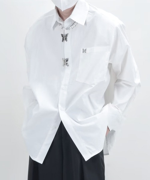 「JOHNNY WOLF」 長袖シャツ M ホワイト メンズ_画像8