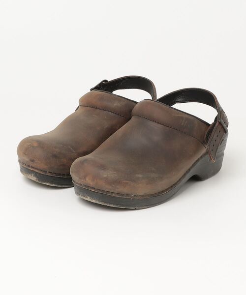 dansko ダンスコ レザー サボサンダル レディース 38 ダークブラウン dansko（ダンスコ） フラットサンダル 38 ブラウン レディース