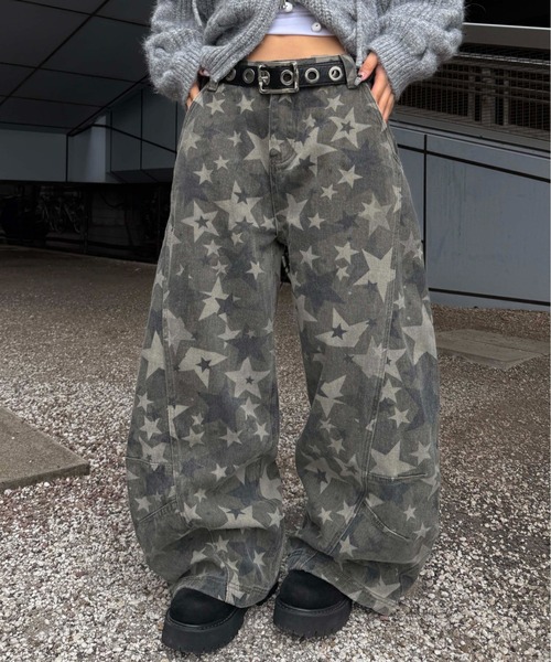 ジーンズ 星柄カーブパンツ メンズ レディース : ZOZOTOWN Yahoo!店