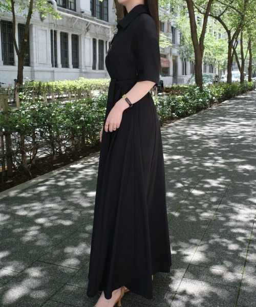 「junoah」 半袖ワンピース MEDIUM ブラック レディース_画像4
