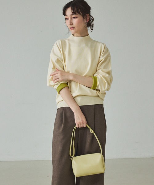 qualite（カリテ） ニット セーター バイカラーハイネックプルオーバー