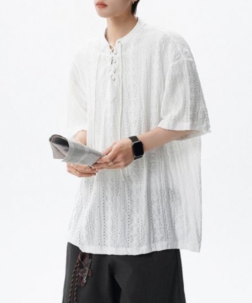 lilful tシャツ 「26年春夏新作」シアージャガード透かし網レース