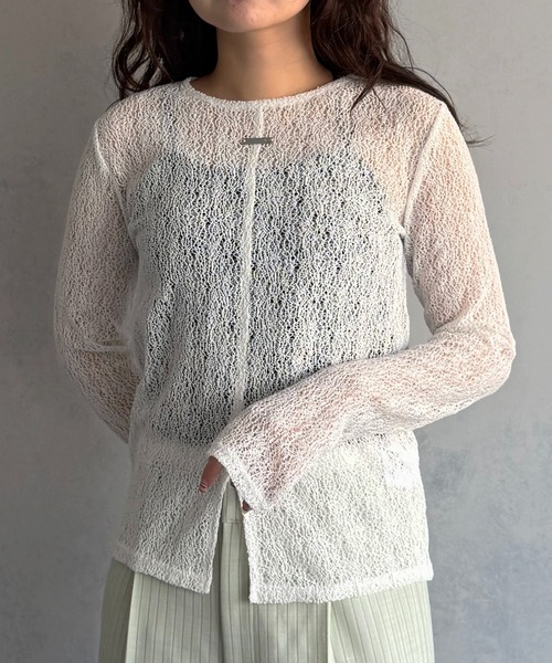 &g'aime（アンジェム） tシャツ 」ラッセルレーストップス Raschel