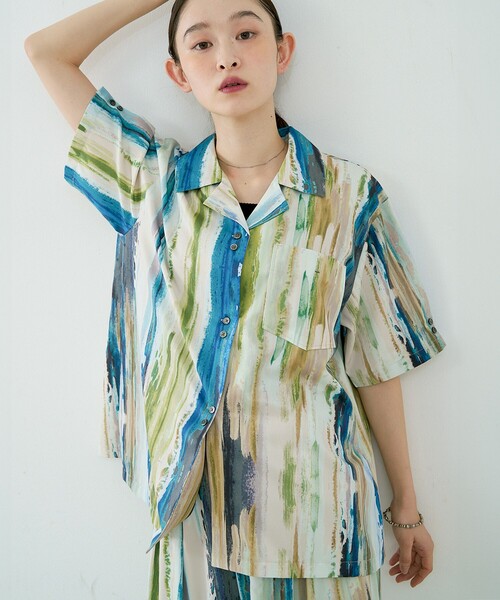 NOMINE（ノミネ） ブラウス シャツ 半袖 「セットアップ対応」ペイント 