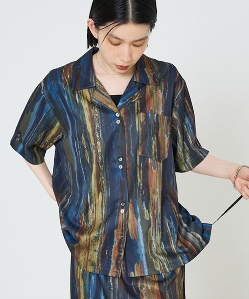 NOMINE（ノミネ） ブラウス シャツ 半袖 「セットアップ対応」ペイント