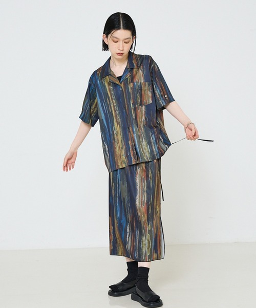 NOMINE（ノミネ） ブラウス シャツ 半袖 「セットアップ対応」ペイント 
