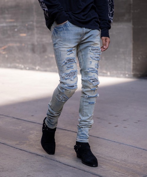mnml（ミニマル） ジーンズ mnml「ミニマル」-X165 PAISLEY SKINNY FIT