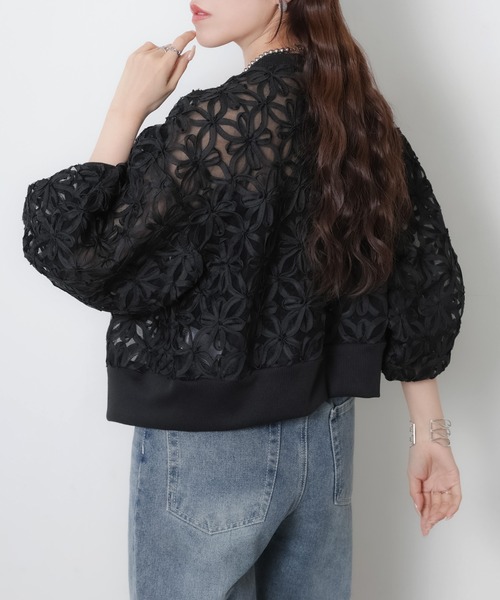 Riberry（リベリー） ブルゾン アウター 花柄シアーダブルジップ
