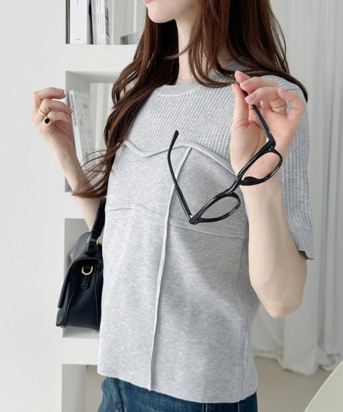 Ada. tシャツ ビスチェライク リブ 半袖 トップス レディース