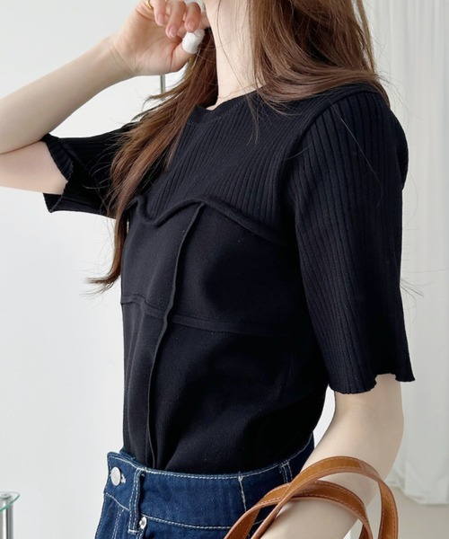 Ada. tシャツ ビスチェライク リブ 半袖 トップス レディース
