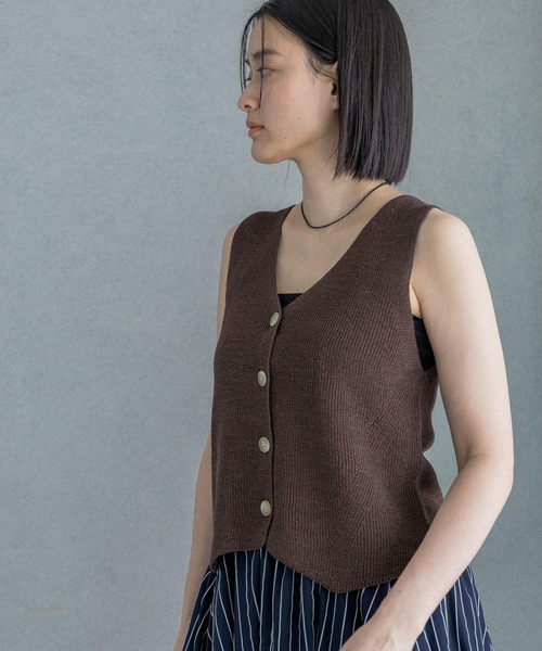ベスト ジレ ニットベスト レディースの画像