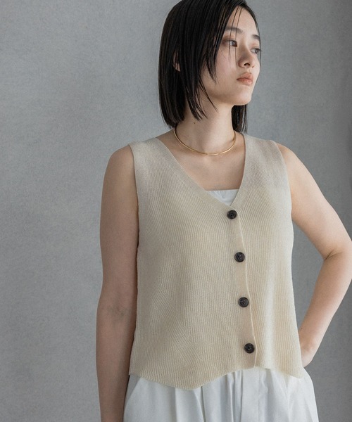 ベスト ジレ ニットベスト レディースの画像