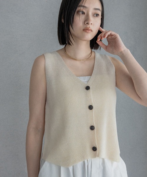 ベスト ジレ ニットベスト レディースの画像