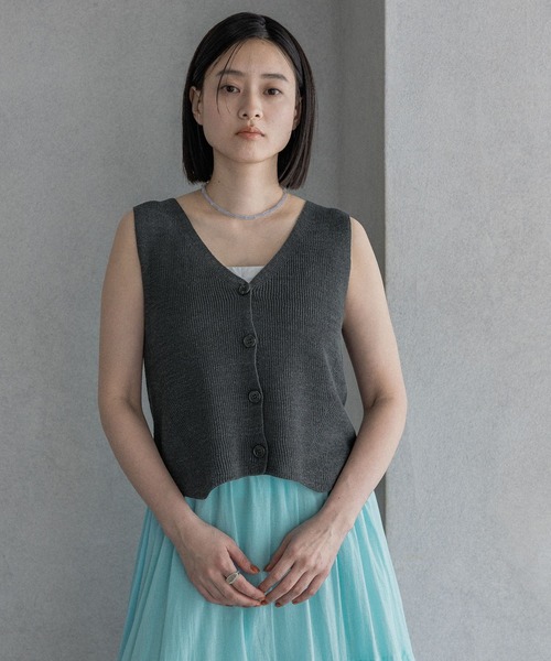 ベスト ジレ ニットベスト レディースの画像