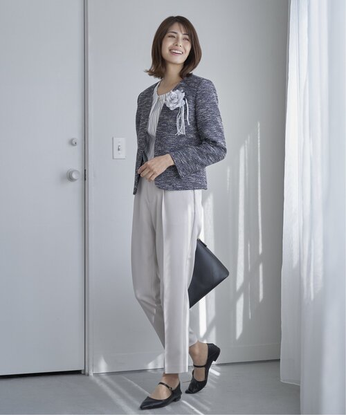 「IKKA LOUNGE」 ツイードジャケット L ネイビー レディース_画像9