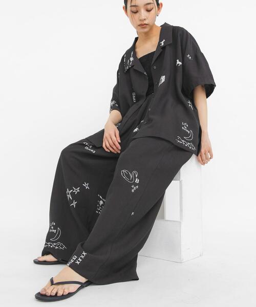 パンツ TATTOOワイドイージーパンツ レディースの画像