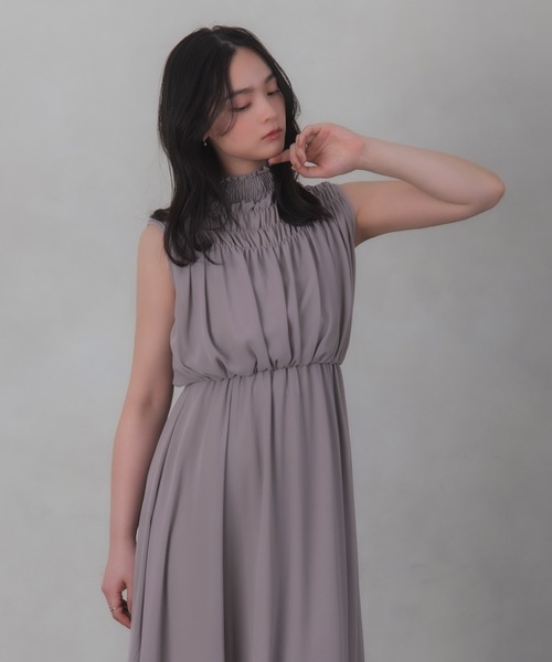 Rose of Sharon ドレス ギャザーネックノースリーブフレアドレス 