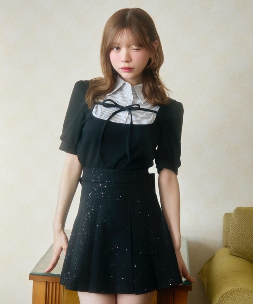petite robe noire ストライプ 半袖Tシャツ F petite robe noire - petite robe noire ストライプ 半袖Tシャツ Fの