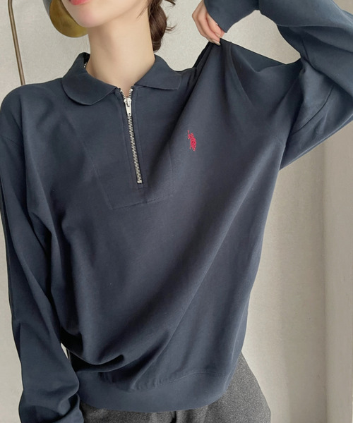 「U.S. POLO ASSN.」 長袖ポロシャツ M ブラック レディース_画像5