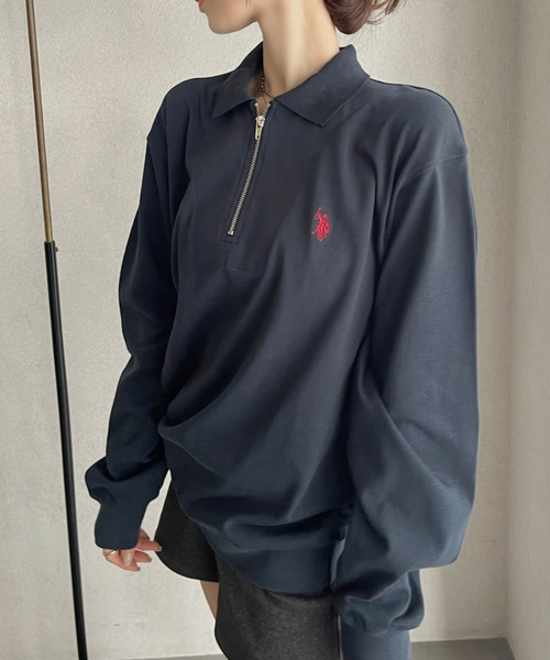 「U.S. POLO ASSN.」 長袖ポロシャツ M ブラック レディース_画像6