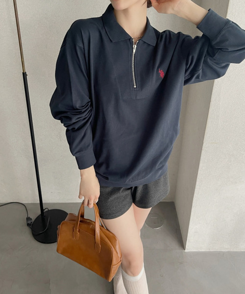 「U.S. POLO ASSN.」 長袖ポロシャツ M ブラック レディース_画像9