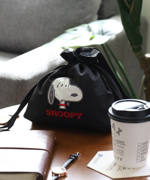 SNOOPY（スヌーピー） トートバッグ 巾着トートバッグ 刺繍 アップリケ