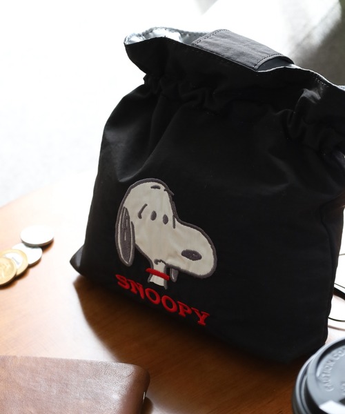 SNOOPY（スヌーピー） トートバッグ 巾着トートバッグ 刺繍 アップリケ