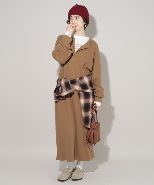 「GEORGE'S」 長袖ワンピース MEDIUM モカ レディース_画像9