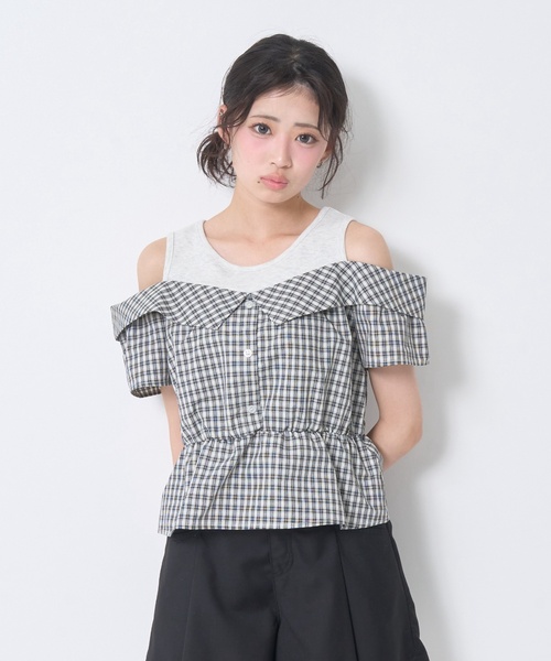 LOVETOXIC ブラウス シャツ 肩開きレイヤード風ブラウス キッズ 子供服
