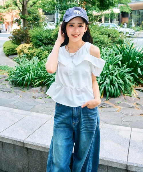 LOVETOXIC ブラウス シャツ 肩開きレイヤード風ブラウス キッズ 子供服