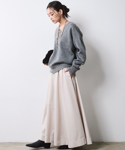 「CHIC STYLE」 ロングスカート LL ブラック レディース_画像3