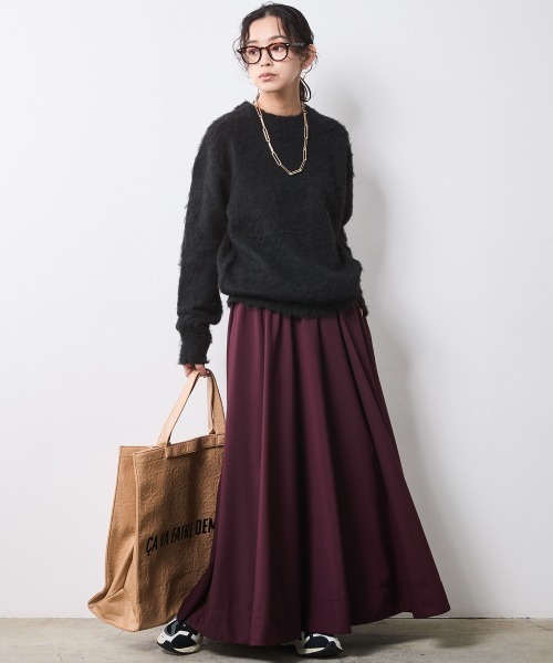 「CHIC STYLE」 ロングスカート LL ブラック レディース_画像4