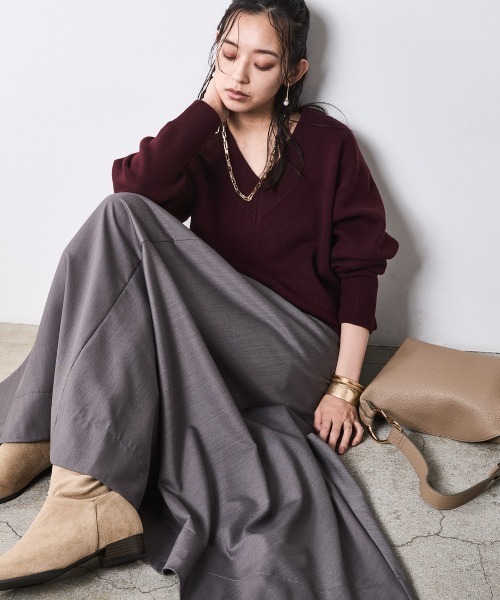 「CHIC STYLE」 ロングスカート LL ブラック レディース_画像6